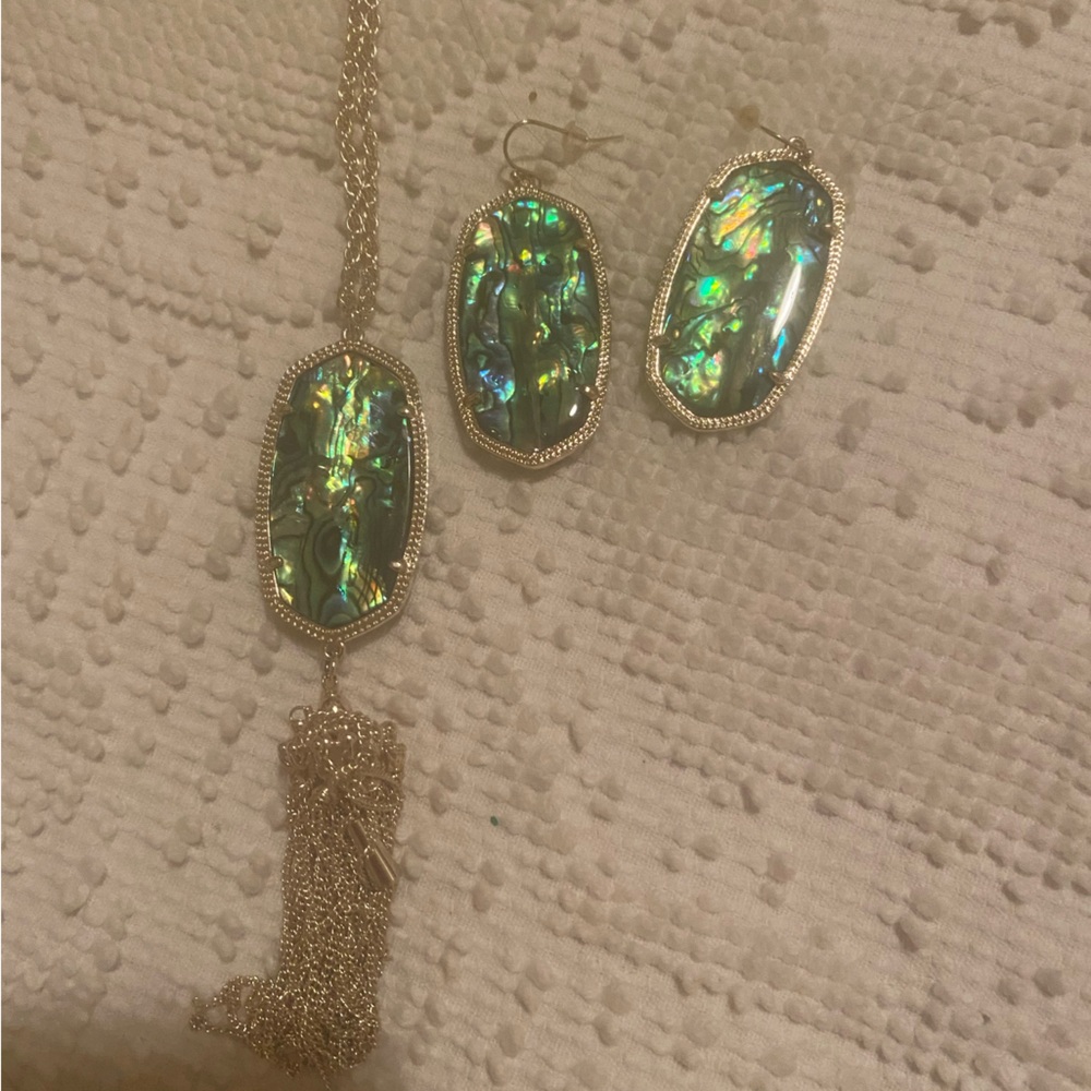 Kendra Scott-Abalone-Rayne necklace & Ellle earrings - Picture 2 of 3